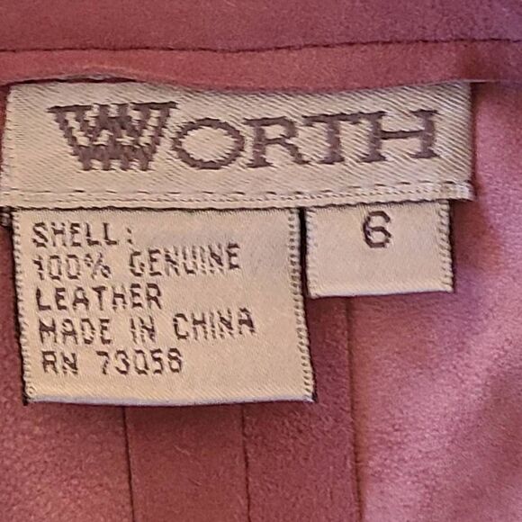 Worth Womens Long Sleeves Pointed Collar Suede Leather Coat Dusty Rose Size 6 - Picture 5 of 14